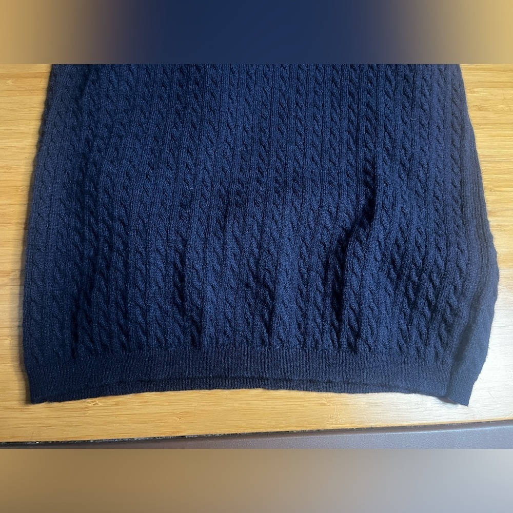 Euc Patou- Wrap Front Cable Knit Dress In Navy Blue. Size S — image 7 of 8